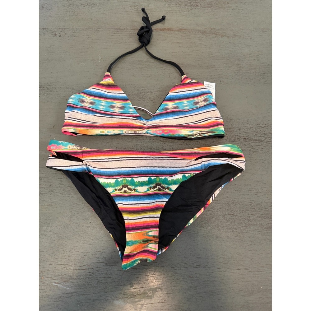 NEW colorful     L SPACE two piece swimsuit bikini size large
